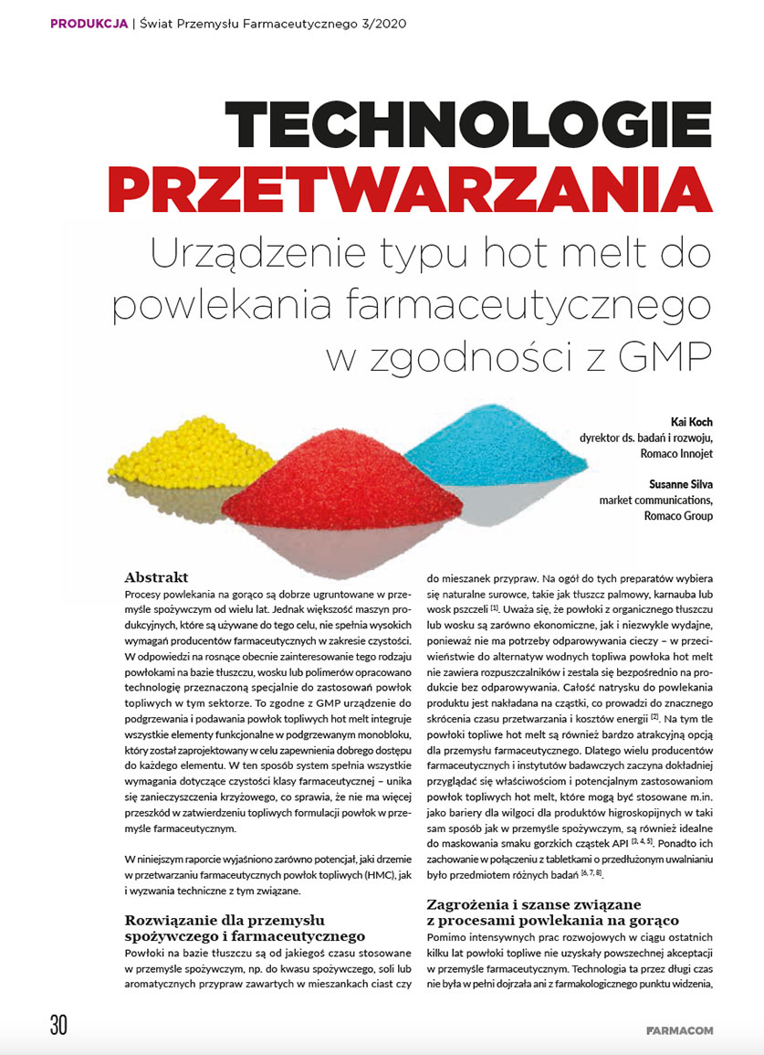 Romaco Innojet w Świat przemysłu farmaceutycznego